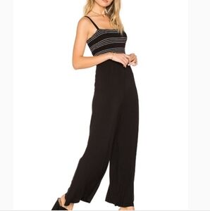Bailey 44 Anthropologie Jump Jumpsuit Black Smocked Spaghetti Straps Wide Leg Sm